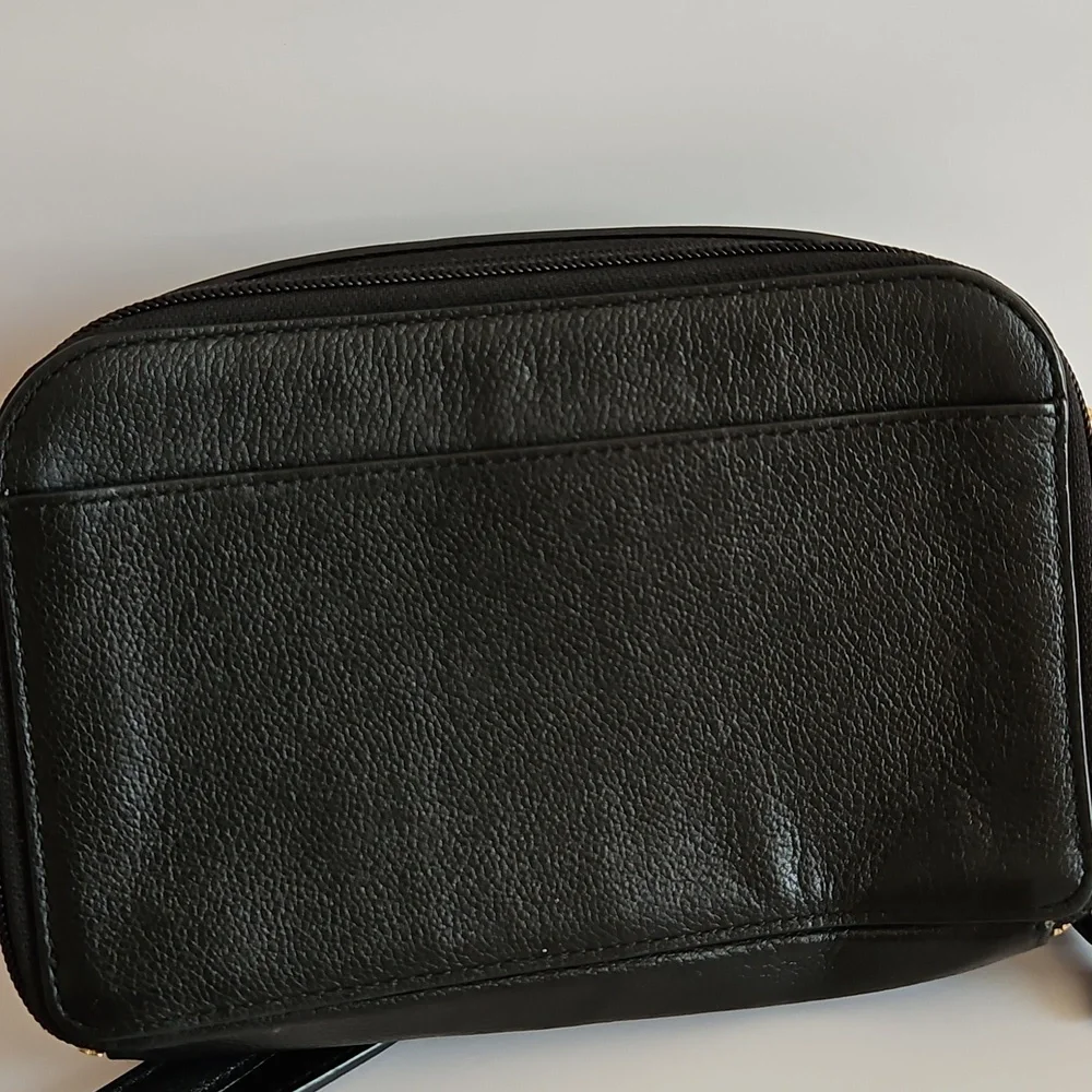 TUMI Black Leather Crossbody Bag Detachable Strap - Picture 7 of 17